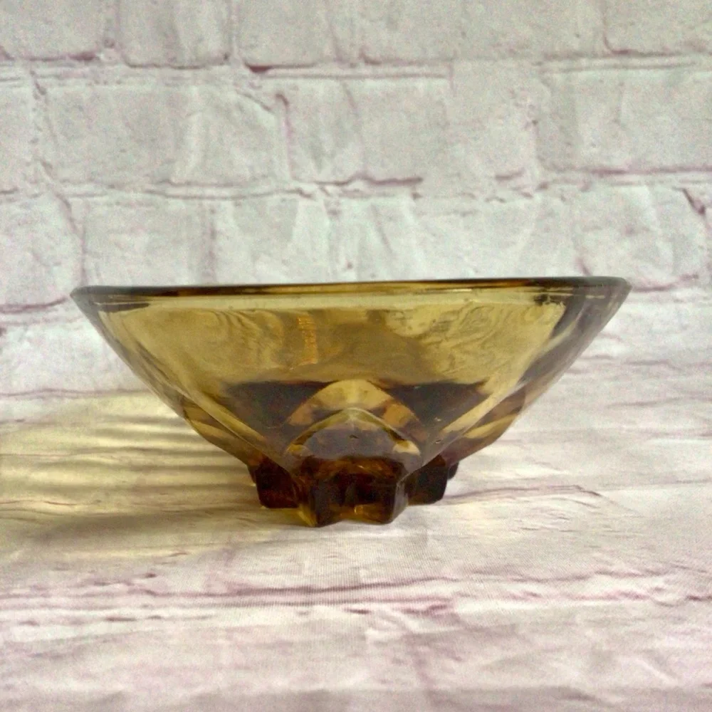 Vintage Amber Glass Relish Tray Candy Dish